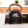 Чайник со свистком "Черный мрамор Black" (нержавеющая сталь; 3,4л)