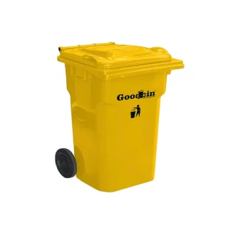 Мусорный бак 50л Goodbin на колесах желтый (Иран)