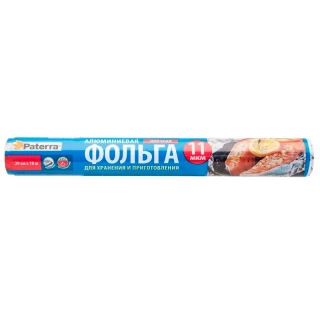 Фольга пищевая "ПРОЧНАЯ", 29 см х 10 м (рулон в пленке), 11 мкм, PATERRA