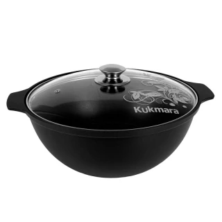 Казан Литой 4,5л (антипригарное покрытие, стеклянная крышка, ТМ KUKMARA)